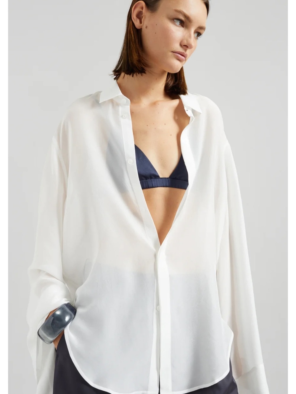 The Frankie Shop White Tie-Cuff Long-Sleeve Shirt